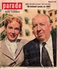 Alfred Hitchcock (1957) - Front cover of the 13/Jan/1957 edition of ''Parade'' magazine with Alfred Hitchcock and ''his new find'', Vera Miles.