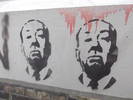 Hitchcock graffiti - London street graffiti of Alfred Hitchcock