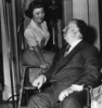 Strangers on a Train (1951) - on set - On set photograph of Alfred Hitchcock and his daughter, Patricia, on the set of ''Strangers on a Train''.