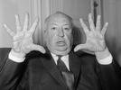 Alfred Hitchcock (1960) - Photograph of Alfred Hitchcock taken during a press conference to promote ''Psycho'' held in Paris, France, on October 18th 1960.
