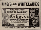 Rebecca (1940) - newspaper advert - Newspaper advert for ''Rebecca'', from the Western Daily Press (18/Sep/1944)